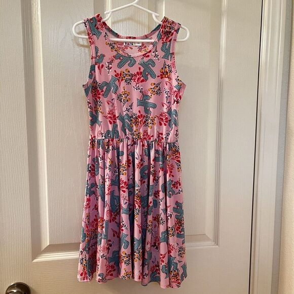 Dot Dot Smile Pink Floral Cactus Twirl Tank Dress Girls Size 5/6 - Picture 1 of 10